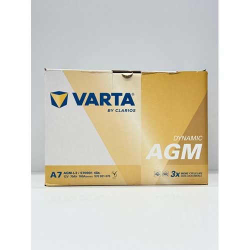 VARTA 12V 70AH 760EN A7-E39 AGM START STOP AKÜ